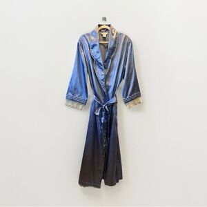 Vintage Bali Studio Blue Satin Robe Size XL